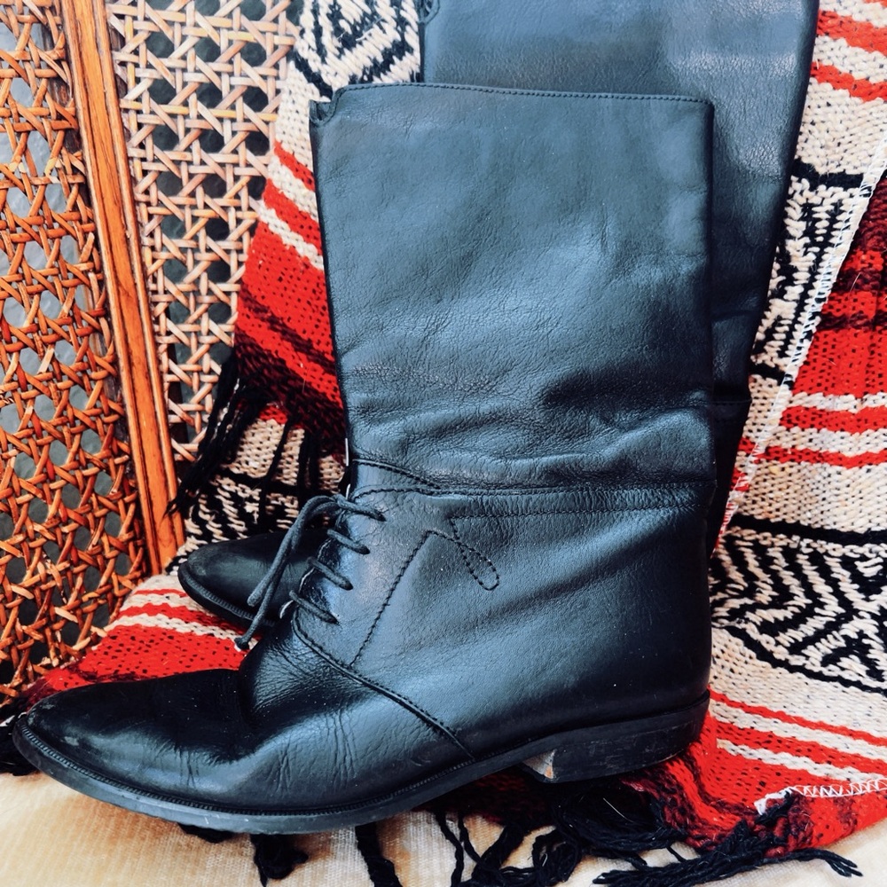 Vintage 1980s Charles David Riding Boots; Italian leather